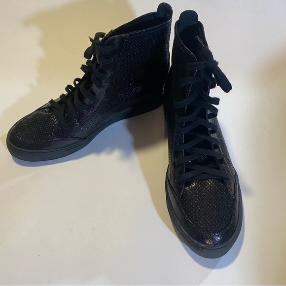 Beau+Ashe Glittery black mesh hi top sneakers size 11, like new. Sexy, club wear - Picture 10 of 14